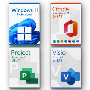 Windows 11 Professional + Project 2021 Professional + Office 2021 Professional + Visio 2021 Standard-Lizenz für 3 Geräte
